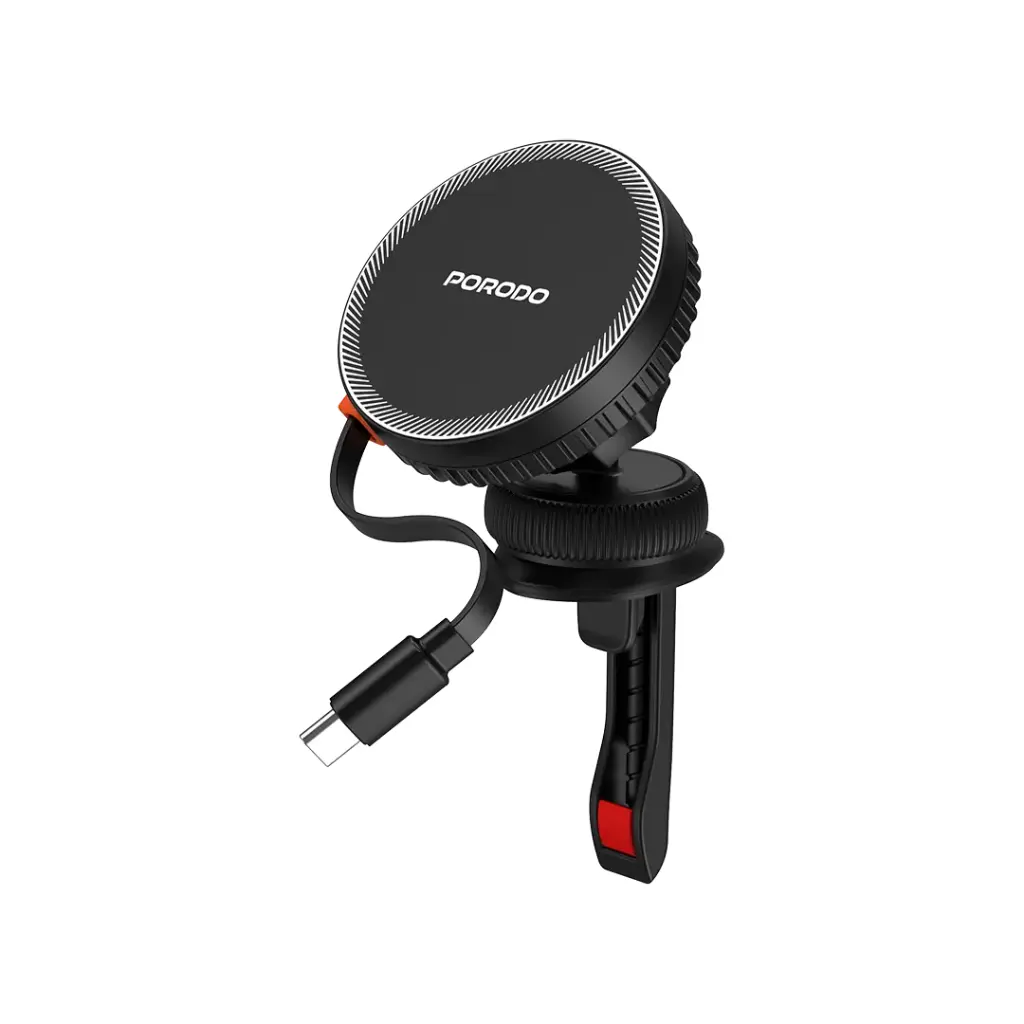Porodo-15W-Retractable-Magnetic-Wireless-Car-Charger-with-Type-C-Cable
