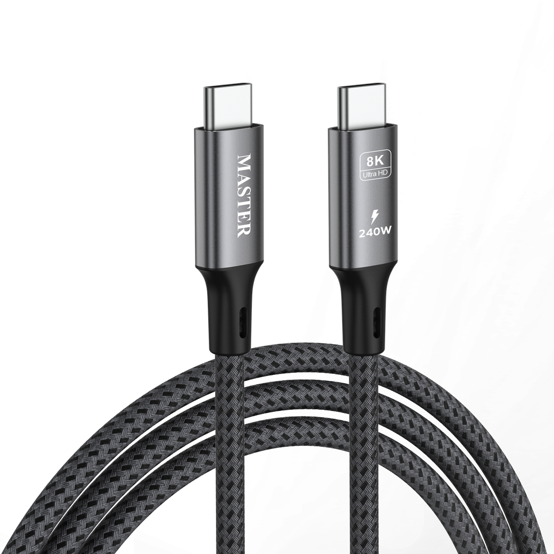 ماستر ماستر كيبل USB-C إلى USB-C بقدرة 240 واط رمادي 8K power: 240w | resolution: 8k