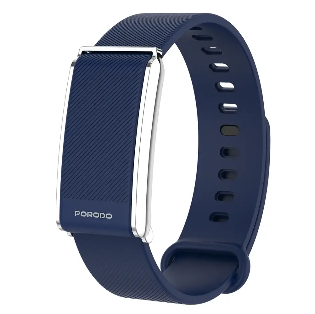 porodo-trackfit-screenless-silicone-fitband-blue-strap-silvercase