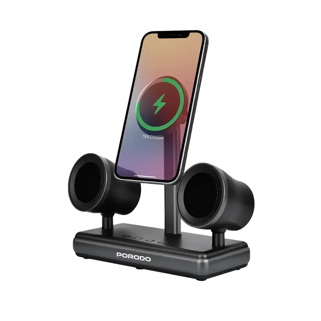 Porodo-15W-2-in-1-Qi2-Magnetic-Wireless-Charging-Station-with-Built-in-Speaker