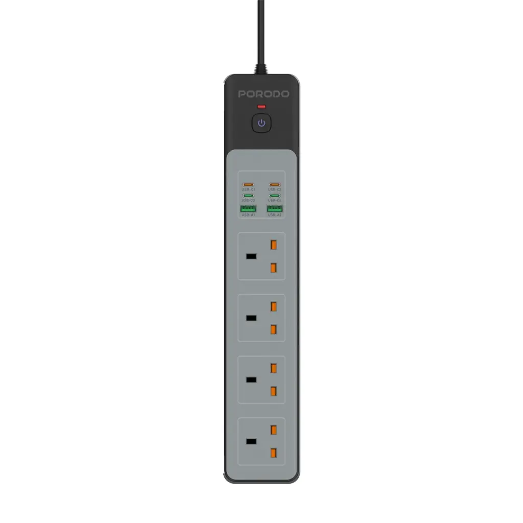 Porodo-4-AC-Power-Socket-with-USB-A-x2-USB-C-x4-UK-3M-Wire