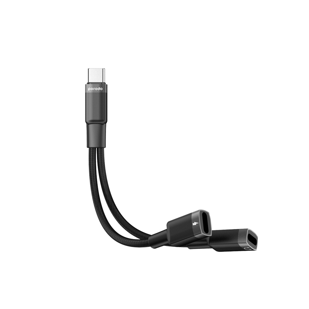 Porodo-2in1-Type-C-to-2-Type-C-Jack-Headphone-and-Charging-Converter-Adapter