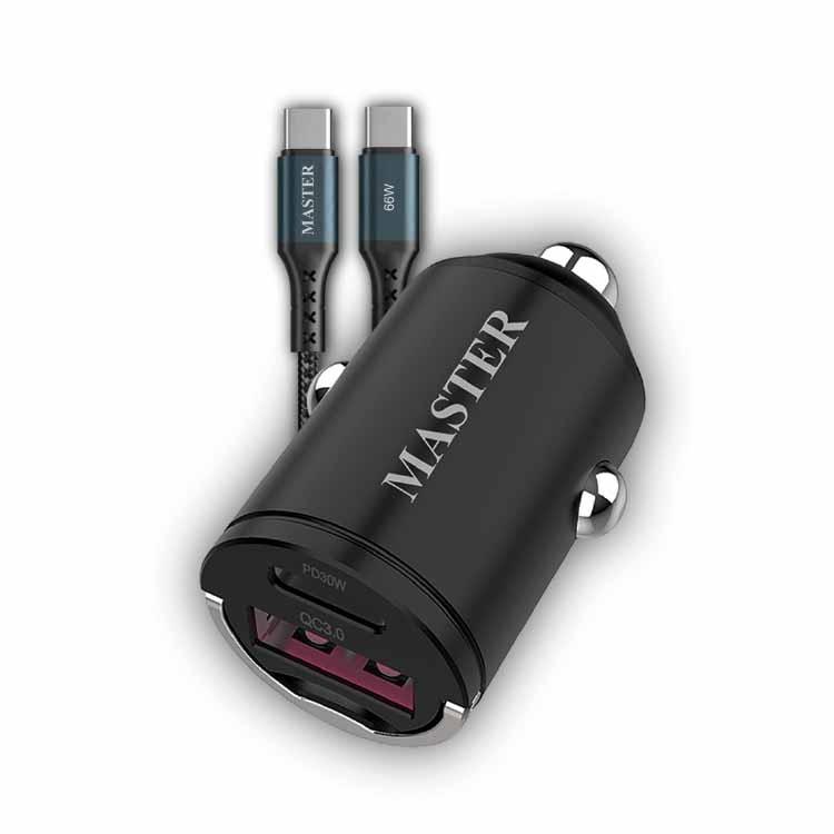 MASTER-Dual-Port-LED-Car-Charger-PD-30W-QC-18W-MIX-48W-with-Type-C-to-Type-C-Cable-1-20M-66W