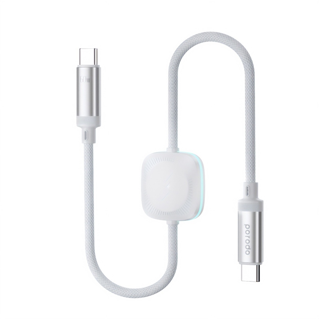 porodo Porodo 2in1 Cable with Wireless Watch Charger 60W White power: 60w