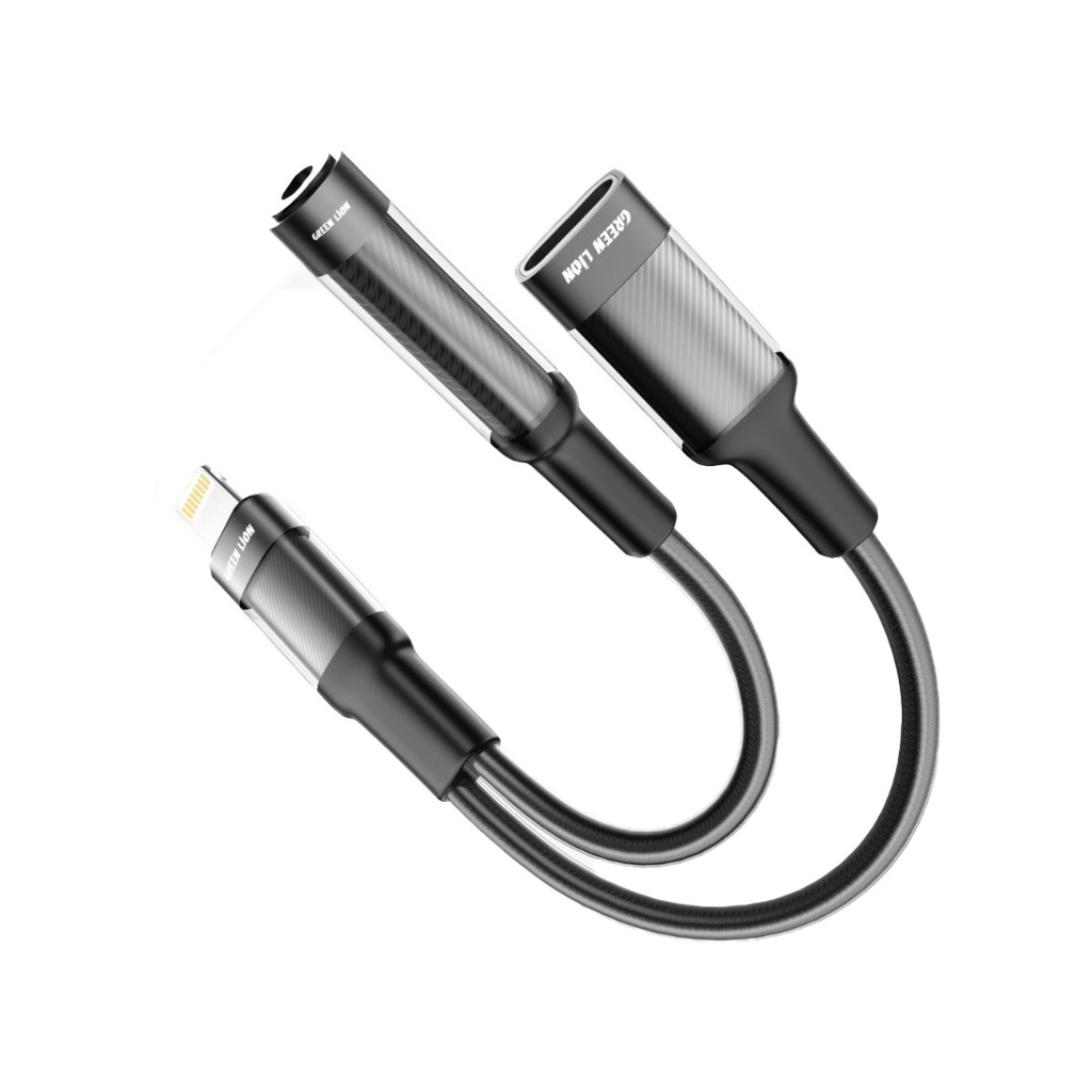 Green-Lion-2-in-1-Earphone-Charging-Adapter-Lightning-to-Lightning-3-5-12CM