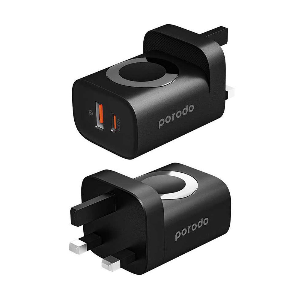 porodo Porodo Dual Port Wall Charger With Integrated Watch Charger
